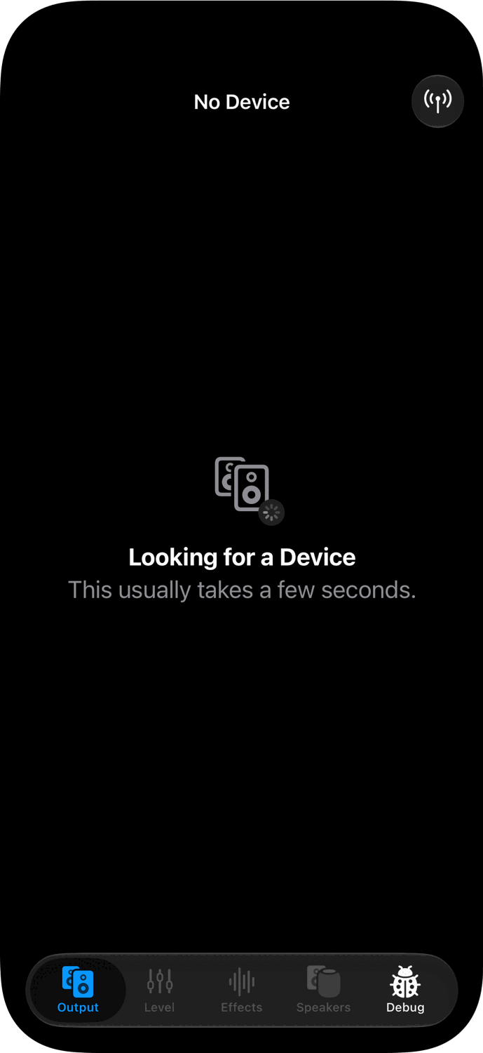 Looking for a Device screen on iPhone, dark appearance.