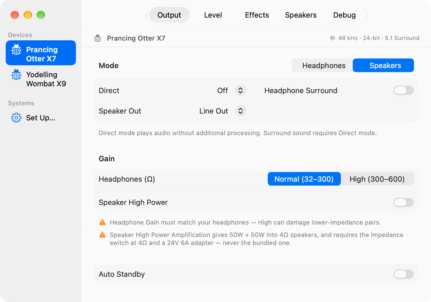 Output pane, light appearance.